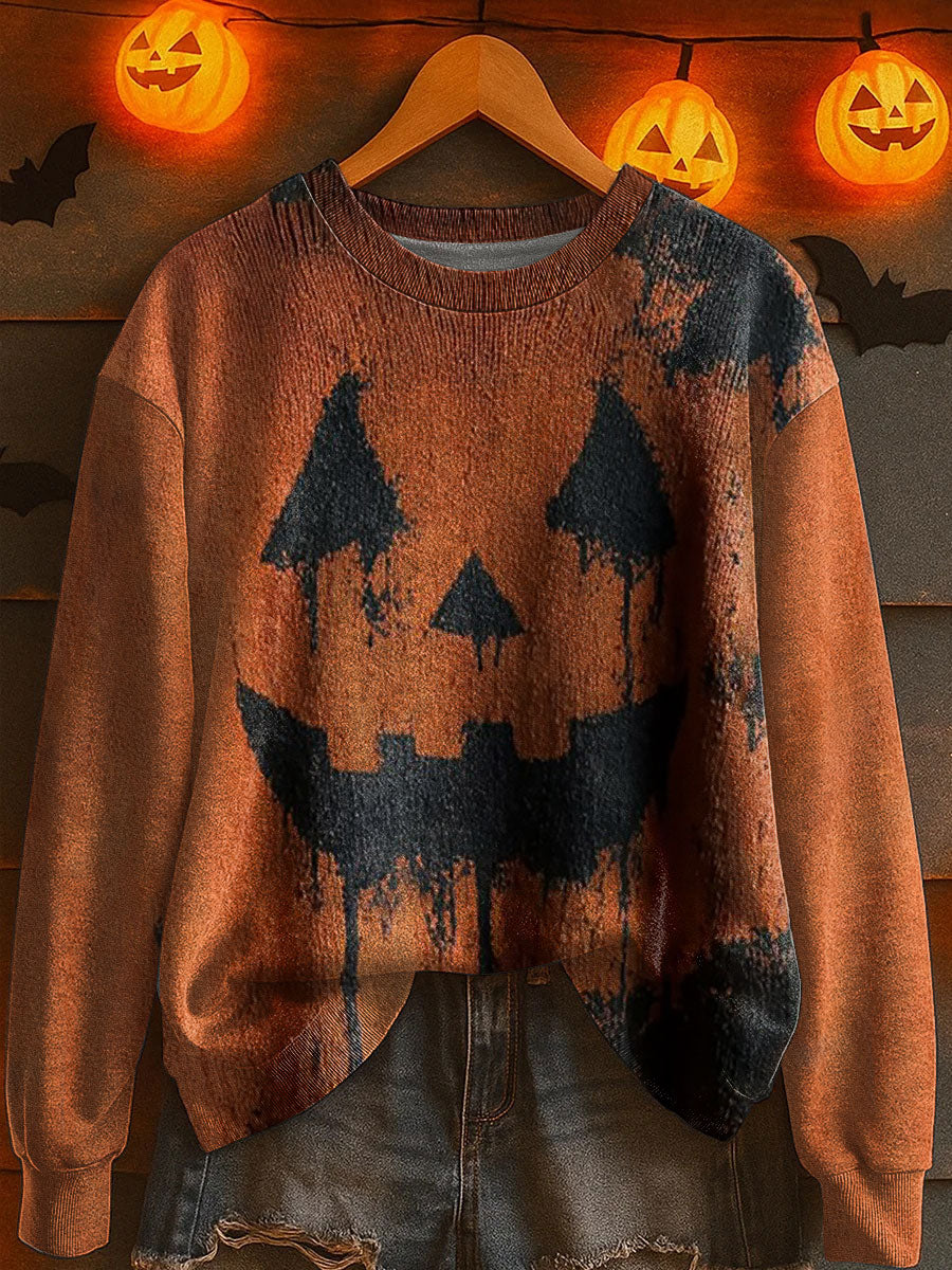 Women's Halloween Jack-o’-lantern Knitted Sweater vetvanguards