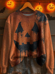 Women's Halloween Jack-o’-lantern Knitted Sweater vetvanguards