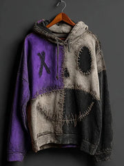 Men's Halloween Pumpkin Face Colorblock Patchwork Hoodie vetvanguards
