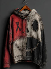 Men's Halloween Pumpkin Face Colorblock Patchwork Hoodie vetvanguards