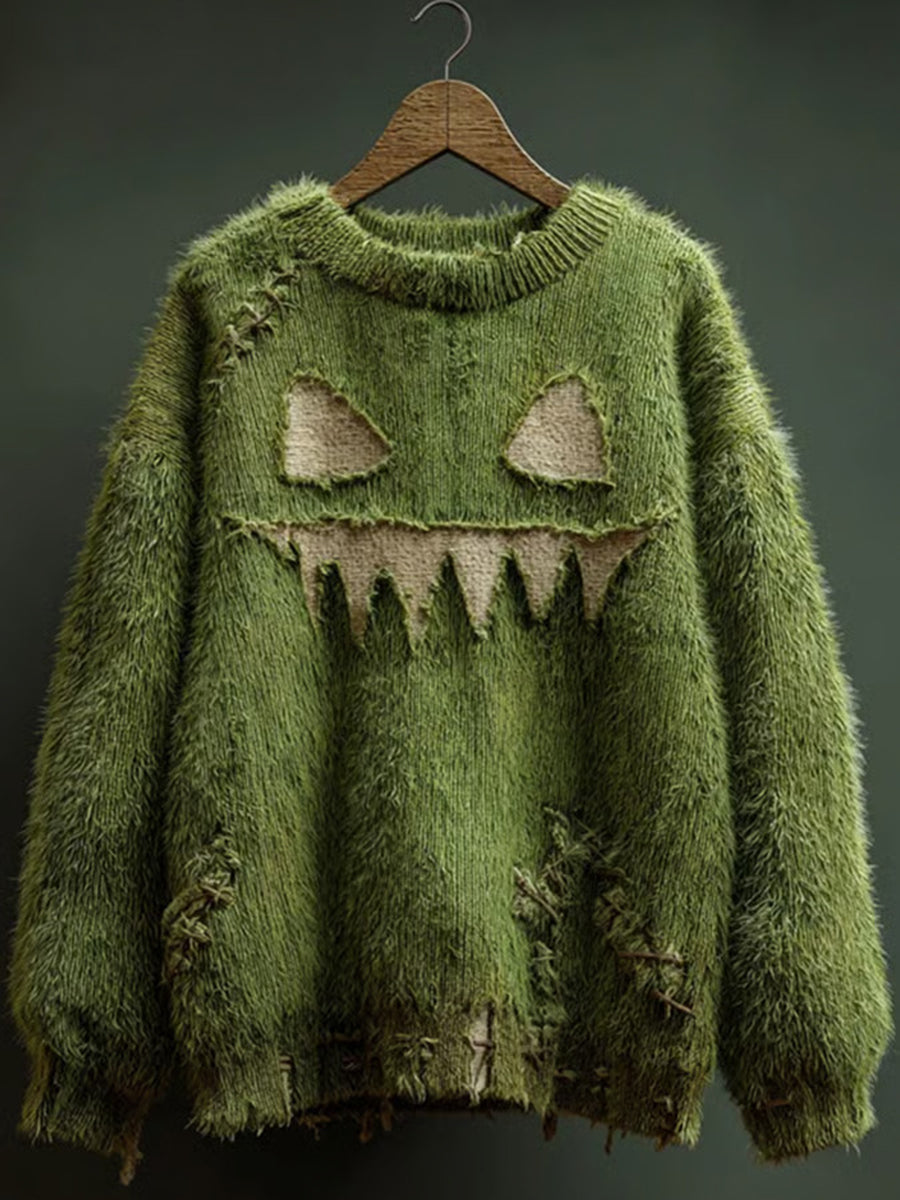Men's Halloween Spooky Face Knitted Sweater vetvanguards