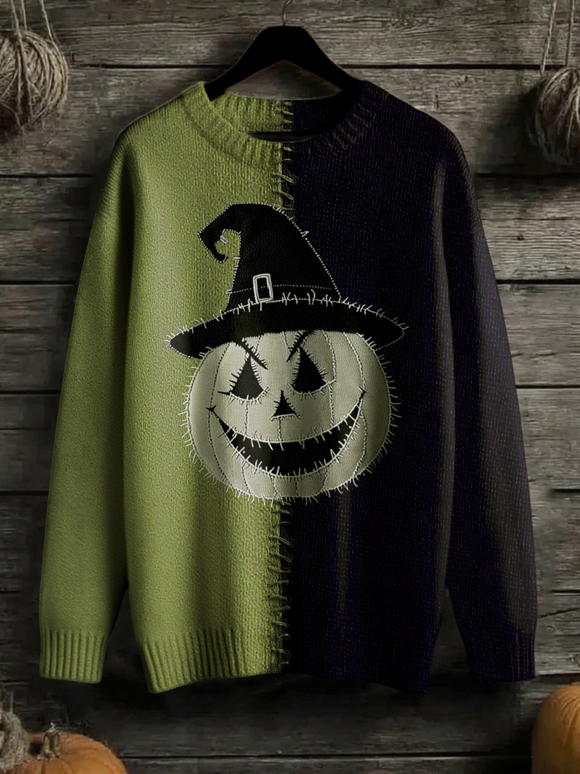Women's Halloween Stitched Art Print Sweater vetvanguards