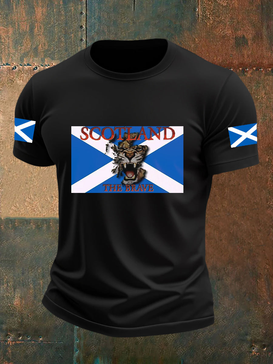 Men's Scotland Flag Proud The Brave Printed Casual Short Sleeve T-shirt vetvanguards