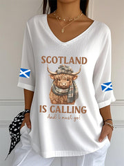 Women's Scottish Flag V-Neck Half-Sleeve T-Shirt vetvanguards