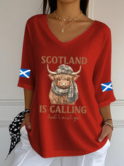 Women's Scottish Flag V-Neck Half-Sleeve T-Shirt vetvanguards