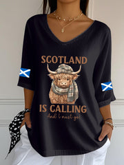 Women's Scottish Flag V-Neck Half-Sleeve T-Shirt vetvanguards