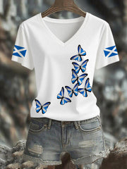 Women's Scottish Butterfly Flag Short Sleeve T-Shirt vetvanguards