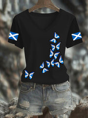 Women's Scottish Butterfly Flag Short Sleeve T-Shirt vetvanguards
