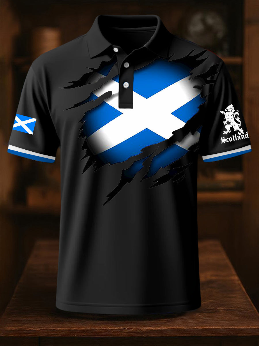 Men's Scotland Flag Proud The Brave Printed Casual Short Sleeve Top vetvanguards