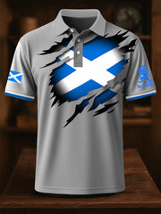 Men's Scotland Flag Proud The Brave Printed Casual Short Sleeve Top vetvanguards