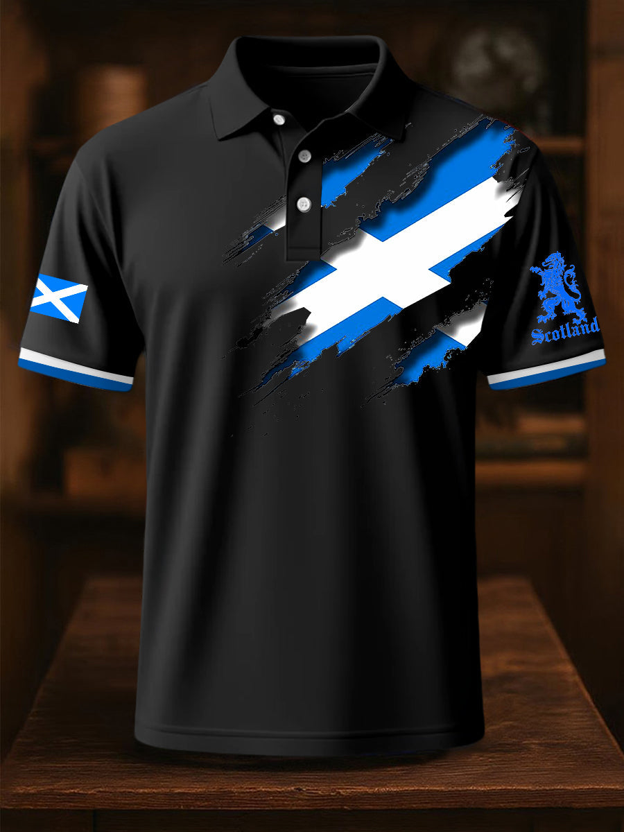 Men's Scotland Flag Proud The Brave Printed Casual Short Sleeve Top vetvanguards