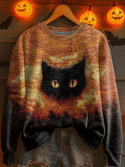 Women's Halloween Black Cat Knitted Sweater vetvanguards