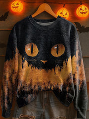 Women's Halloween Black Cat Knitted Sweater vetvanguards