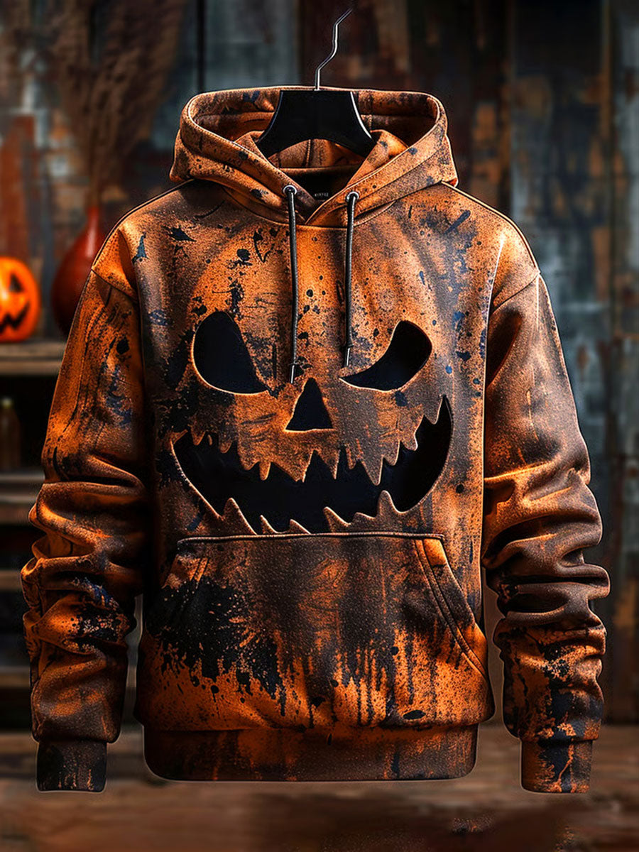Men's Vintage Halloween Oversized Drop-Shoulder Hoodie with Pockets vetvanguards