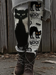Women's Retro  Halloween Black Cat Bottoms vetvanguards