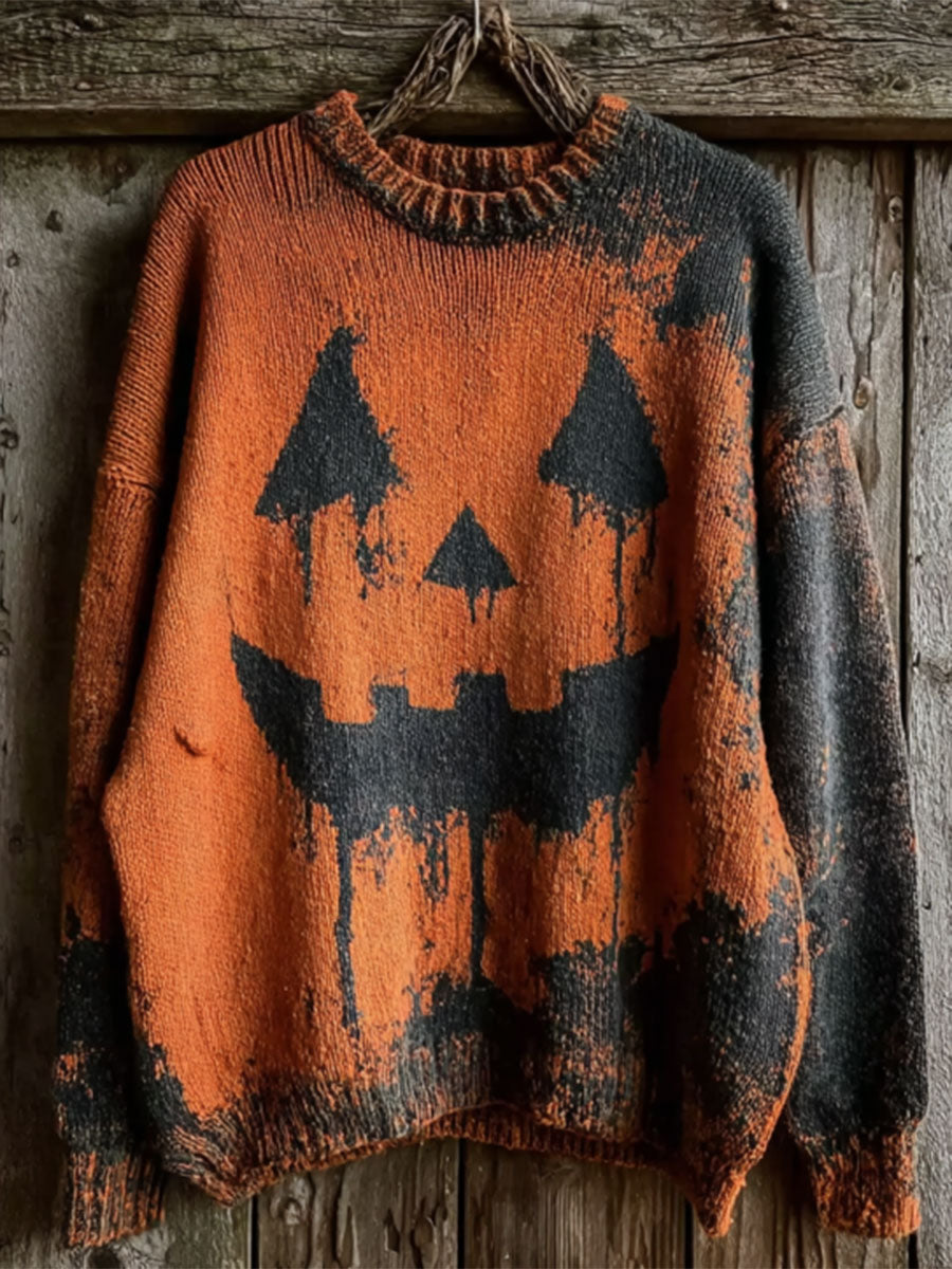 Women's Halloween Pumpkin Knitted Sweater vetvanguards