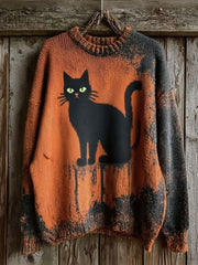 Women's Halloween Black Cat Knitted Sweater vetvanguards
