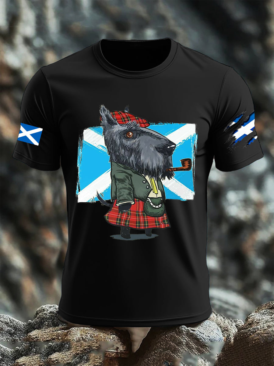 Men's Scottish Flag Scottish Terrier  Short Sleeve T-shirt vetvanguards