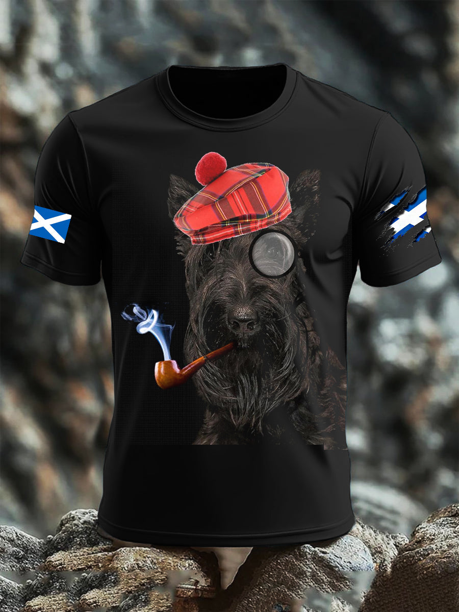 Men's Scottish Flag Scottish Terrier  Short Sleeve T-shirt vetvanguards