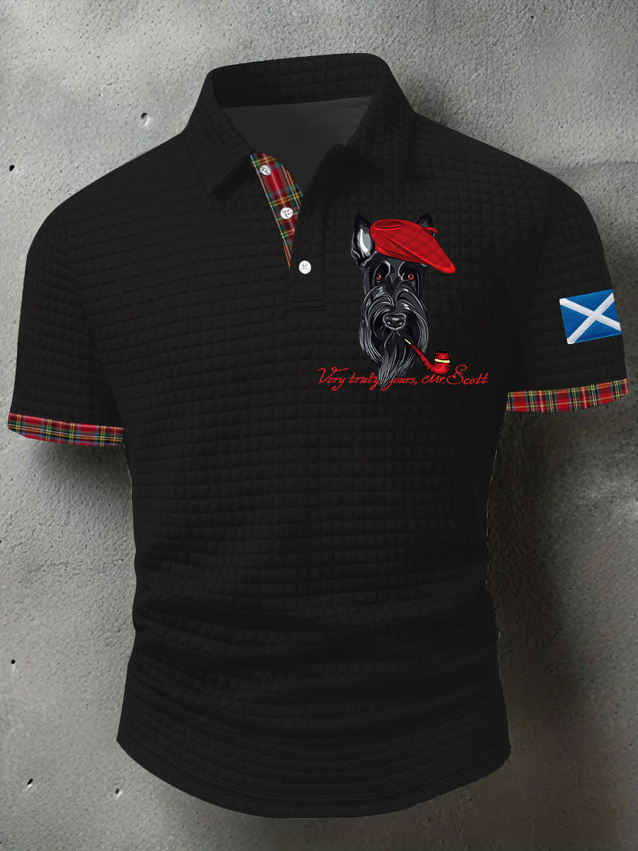 Men's Scottish Flag Scottish Terrier  Short Sleeve Top vetvanguards