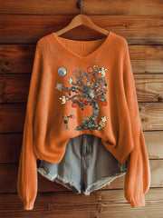 Women's Halloween Pumpkin Print Casual Top vetvanguards