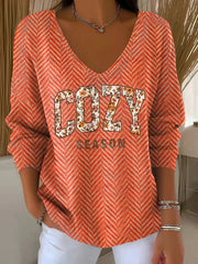 Women's Cozy Season  V-Neck Ribbed Top vetvanguards