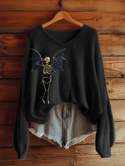 Women's Halloween Skull Print Casual Top vetvanguards