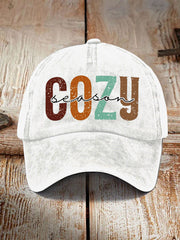 Unisex Cozy Season Design Print Cap vetvanguards