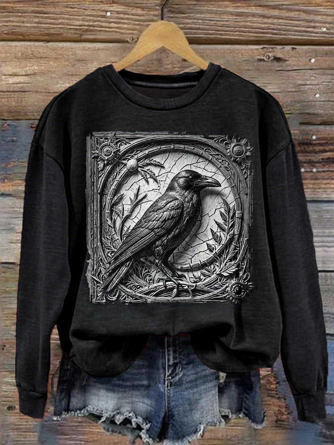 Women's Halloween 3D Gothic Crow Sweatshirt vetvanguards