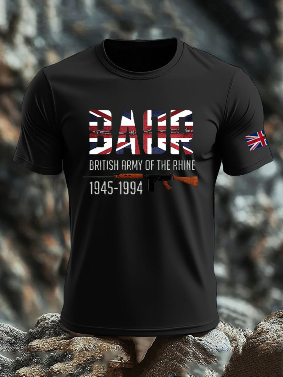 Men's British Veteran print imitation cotton short-sleeved T-shirt vetvanguards
