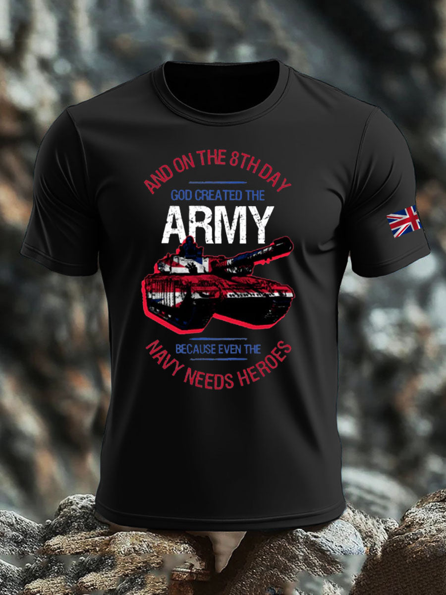 Men's British Veteran print imitation cotton short-sleeved T-shirt vetvanguards