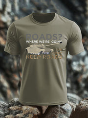 Men's Who Needs Roads imitation cotton short-sleeved T-shirt vetvanguards