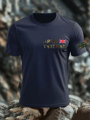 Men's British Veteran print imitation cotton short-sleeved T-shirt vetvanguards