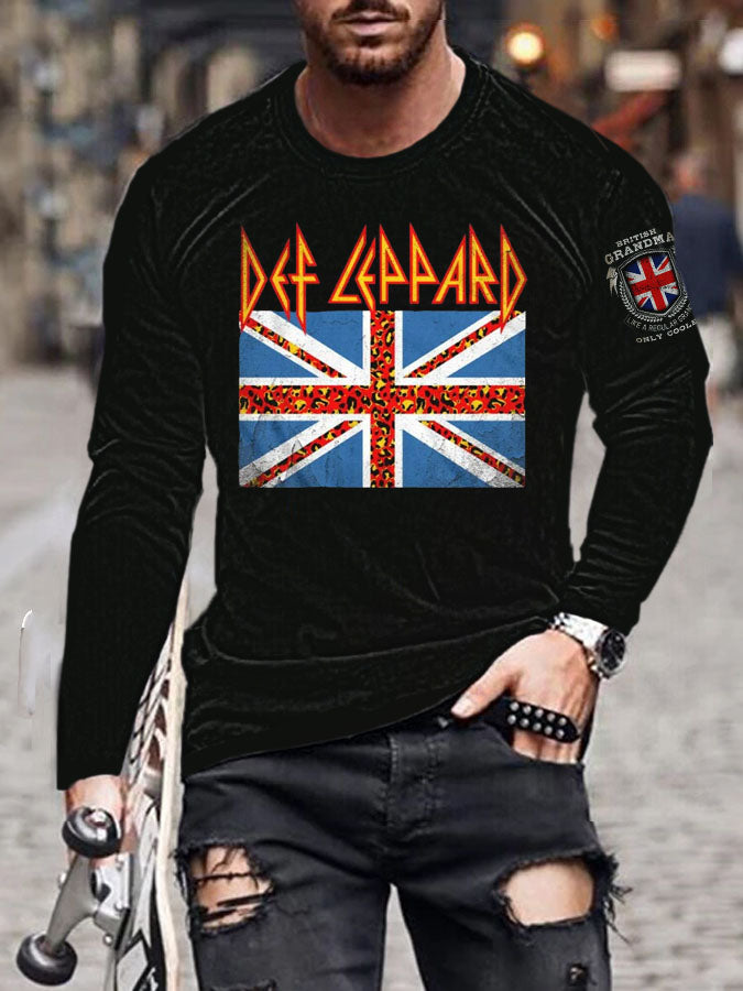 Men's UK Flag Printed long sleeve T-shirt vetvanguards