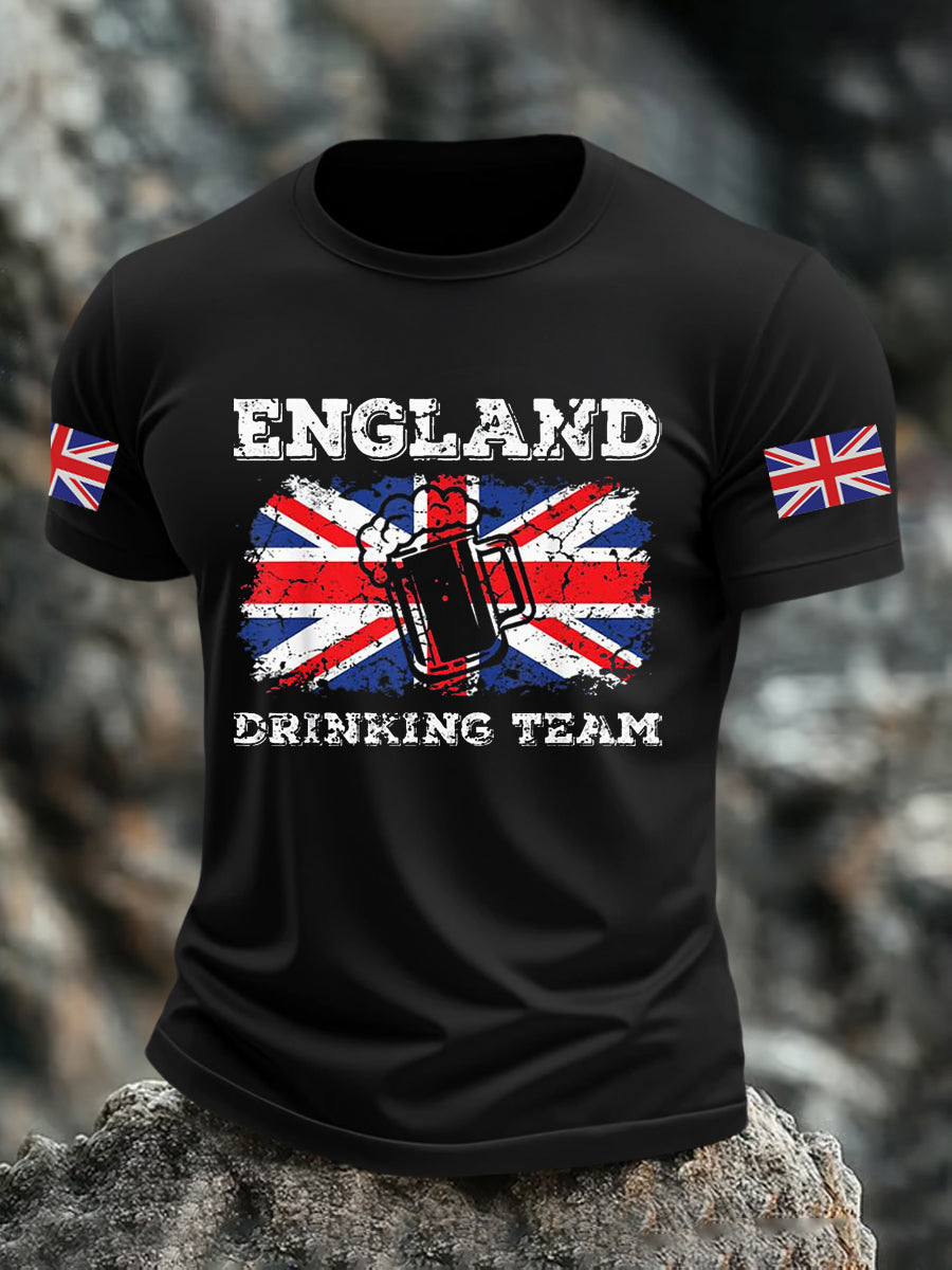 Men's England Drinking Team Casual Printed T-shirt vetvanguards