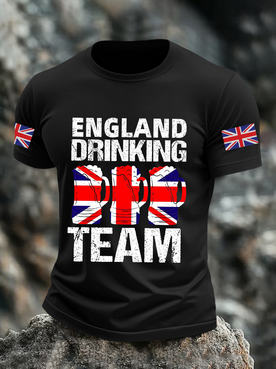 Men's England Drinking Team Casual Printed T-shirt vetvanguards