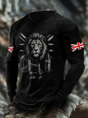 Men's UK Flag Lion Printed Casual Tops vetvanguards