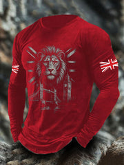 Men's UK Flag Lion Printed Casual Tops vetvanguards