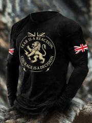 Men's UK Flag Lion Printed Casual Tops vetvanguards