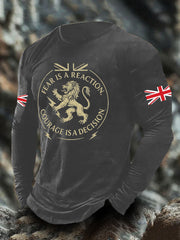 Men's UK Flag Lion Printed Casual Tops vetvanguards