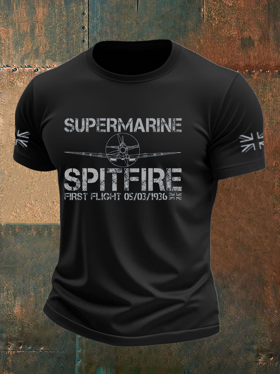 Men's Supermarine  Spitfire Veteran RAF imitation cotton short-sleeved T-shirt vetvanguards
