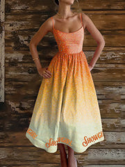 Women's Showgirl Design Music Fan Sleeveless Dress vetvanguards