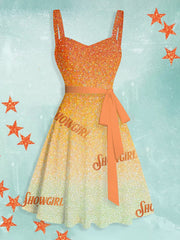 Women's Showgirl Design Music Fan halter neck dress vetvanguards