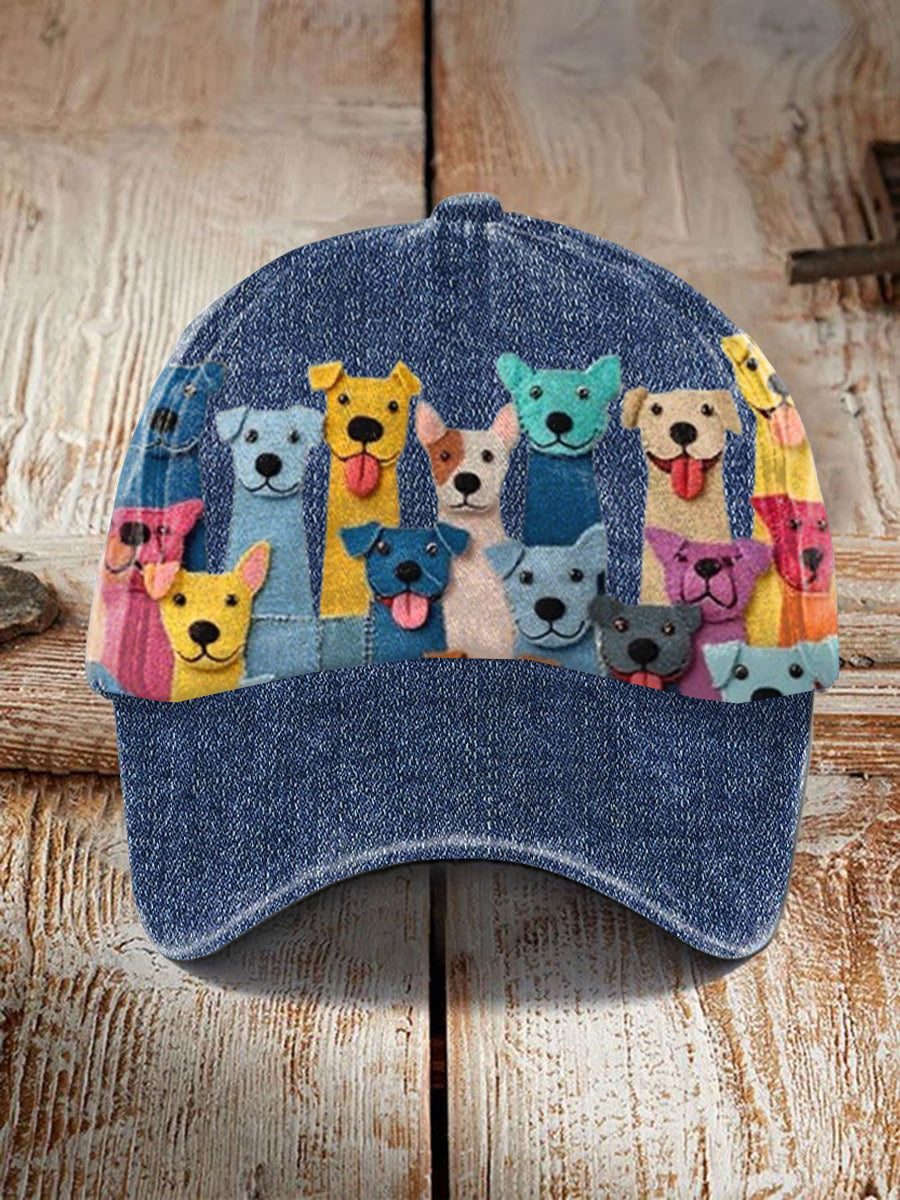 Unisex Colorful Dogs Design Print Cap vetvanguards