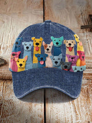 Unisex Colorful Dogs Design Print Cap vetvanguards