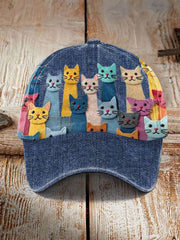 Unisex Colorful Cats Design Print Cap vetvanguards