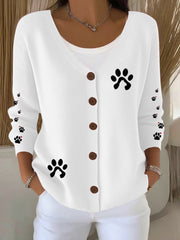 Women's Cute Dog Print Casual Cardigan vetvanguards
