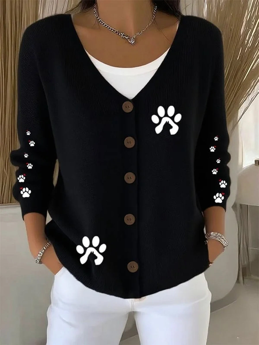 Women's Cute Dog Print Casual Cardigan vetvanguards
