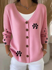 Women's Cute Dog Print Casual Cardigan vetvanguards