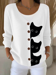 Women's Cute Cat Print Casual Cardigan vetvanguards